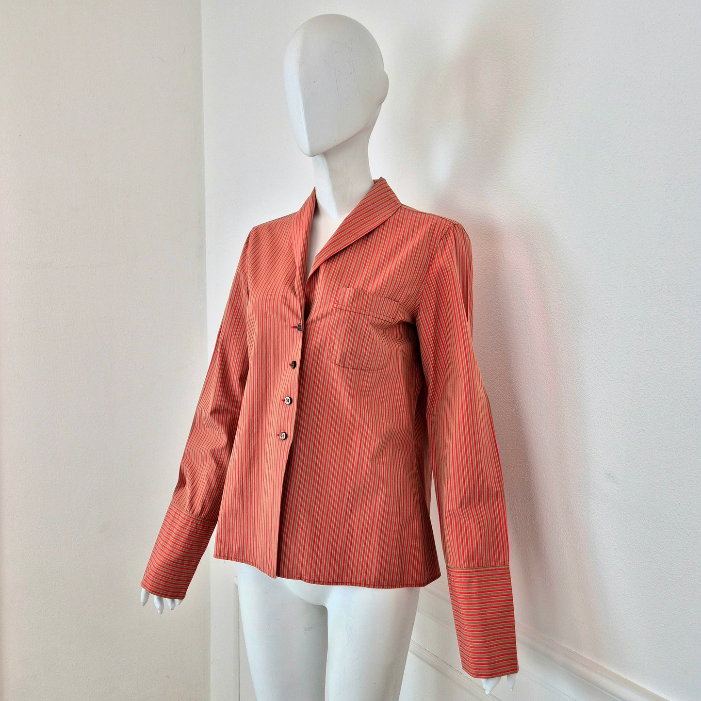 Romeo Gigli | Camicia a righe rosso nocciola 1997