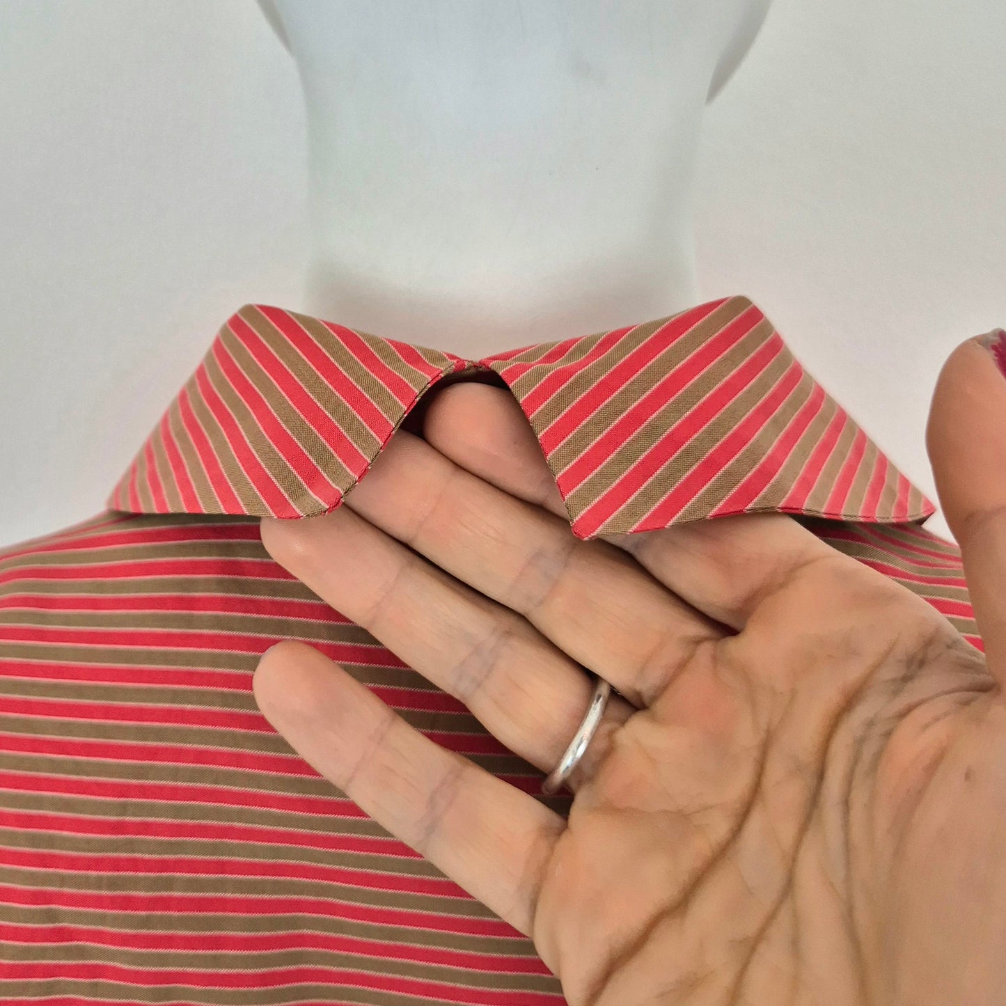 Romeo Gigli | Camicia a righe rosso nocciola 1997