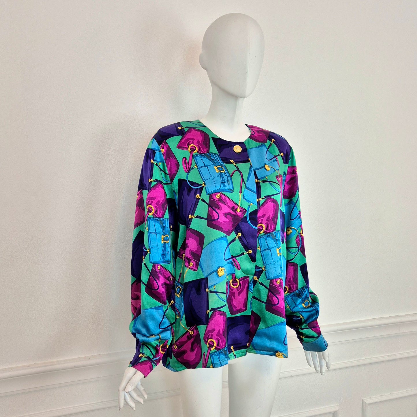 Celine | Camicia in seta stampa borse