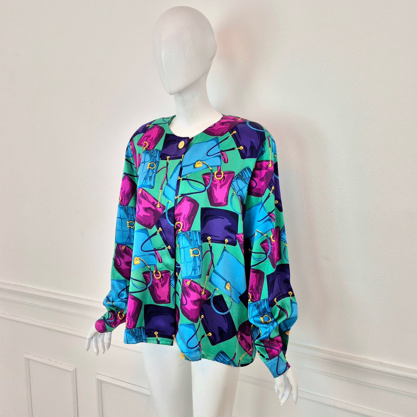Celine | Camicia in seta stampa borse
