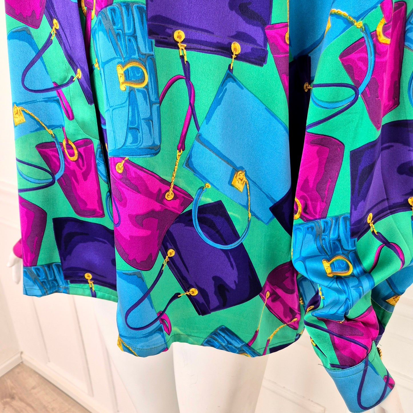 Celine | Camicia in seta stampa borse