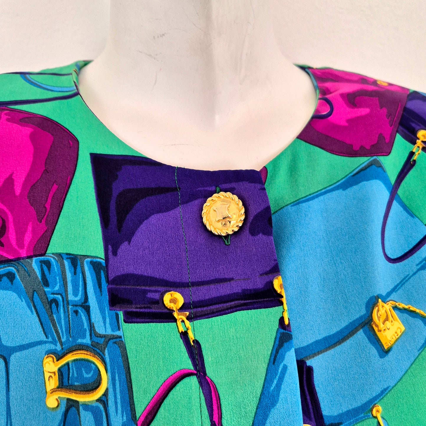 Celine | Camicia in seta stampa borse