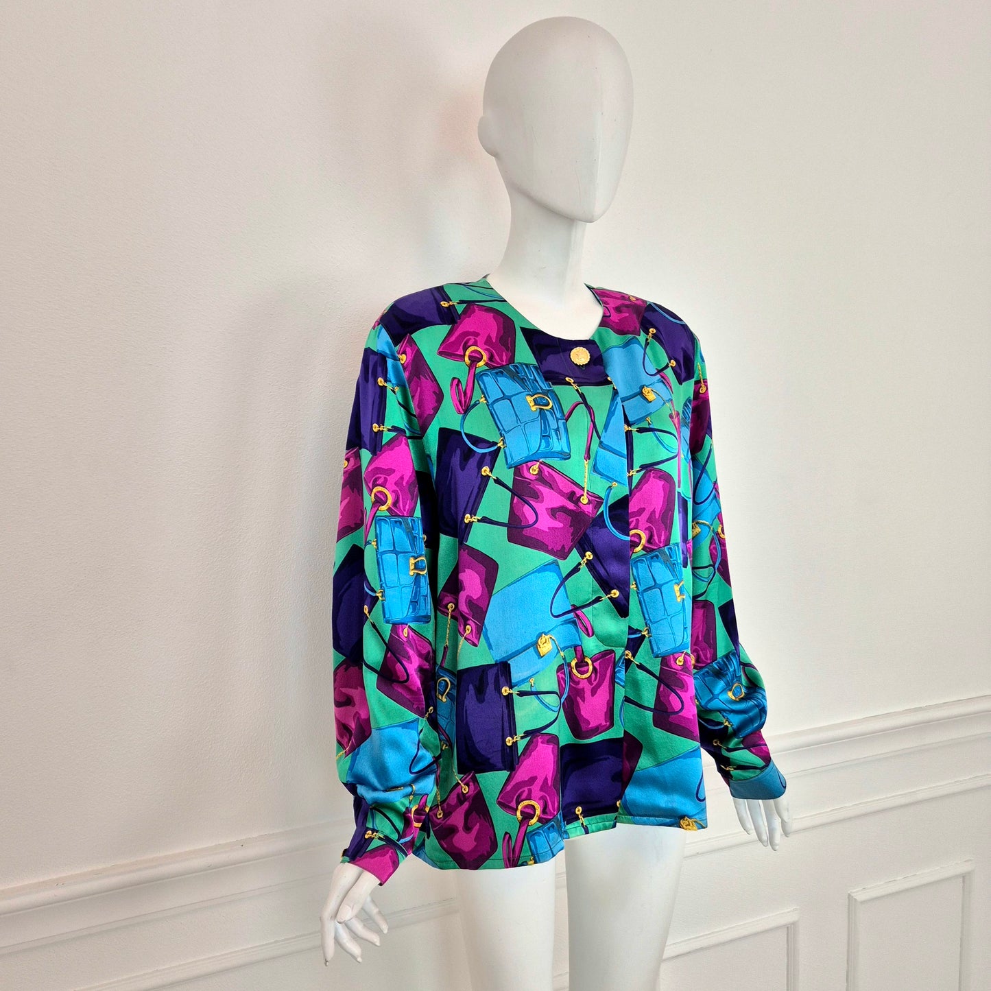 Celine | Camicia in seta stampa borse