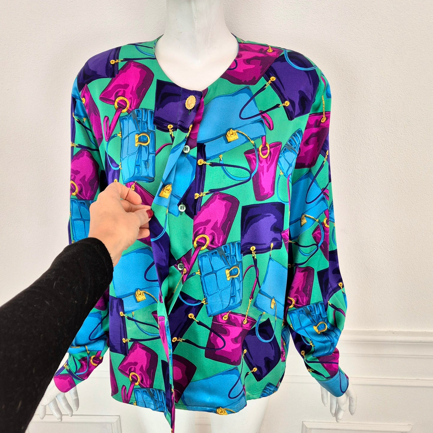 Celine | Camicia in seta stampa borse