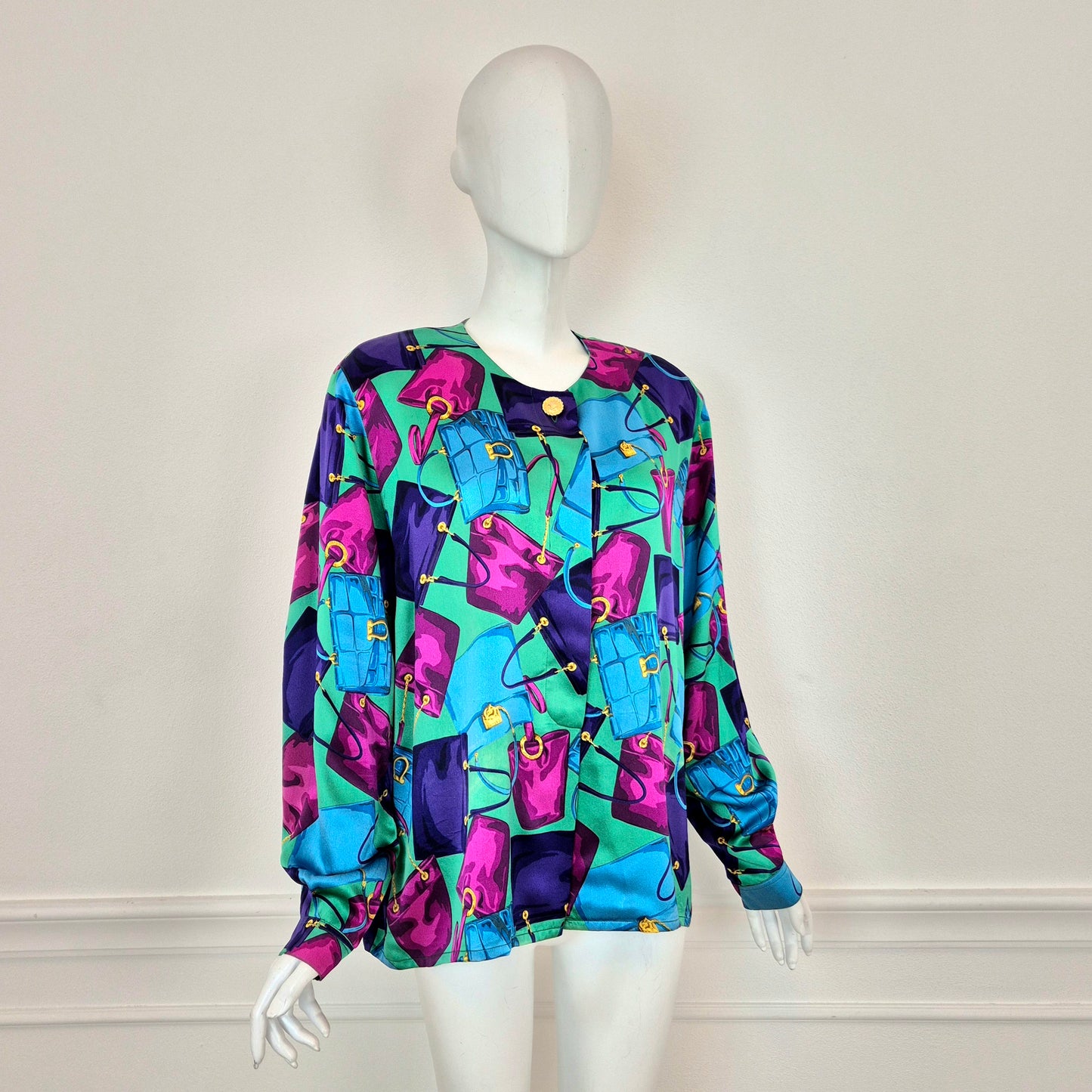 Celine | Camicia in seta stampa borse