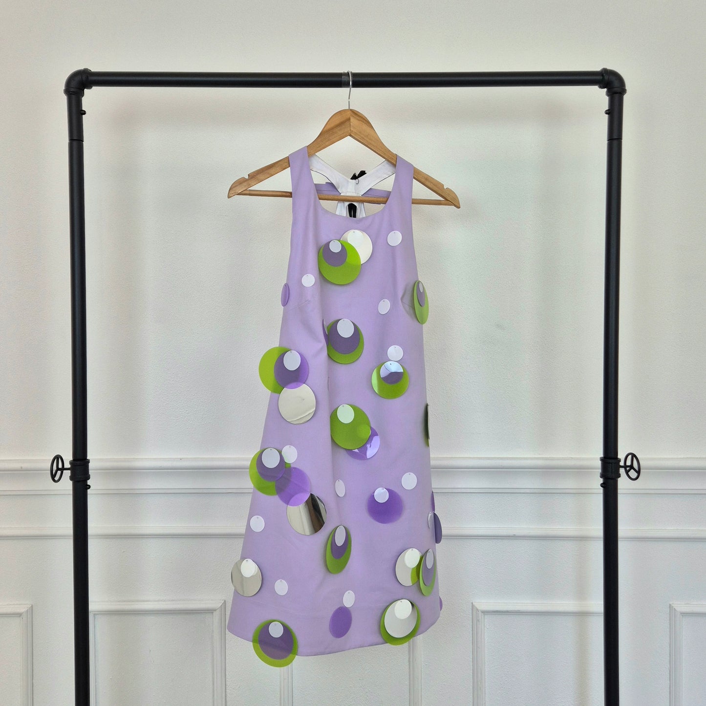 Vivetta | Abito lilla con fiocco e maxi paillettes