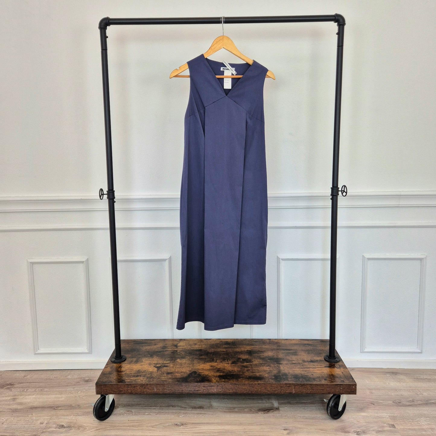 Jil Sander | Abito midi blu scollo V