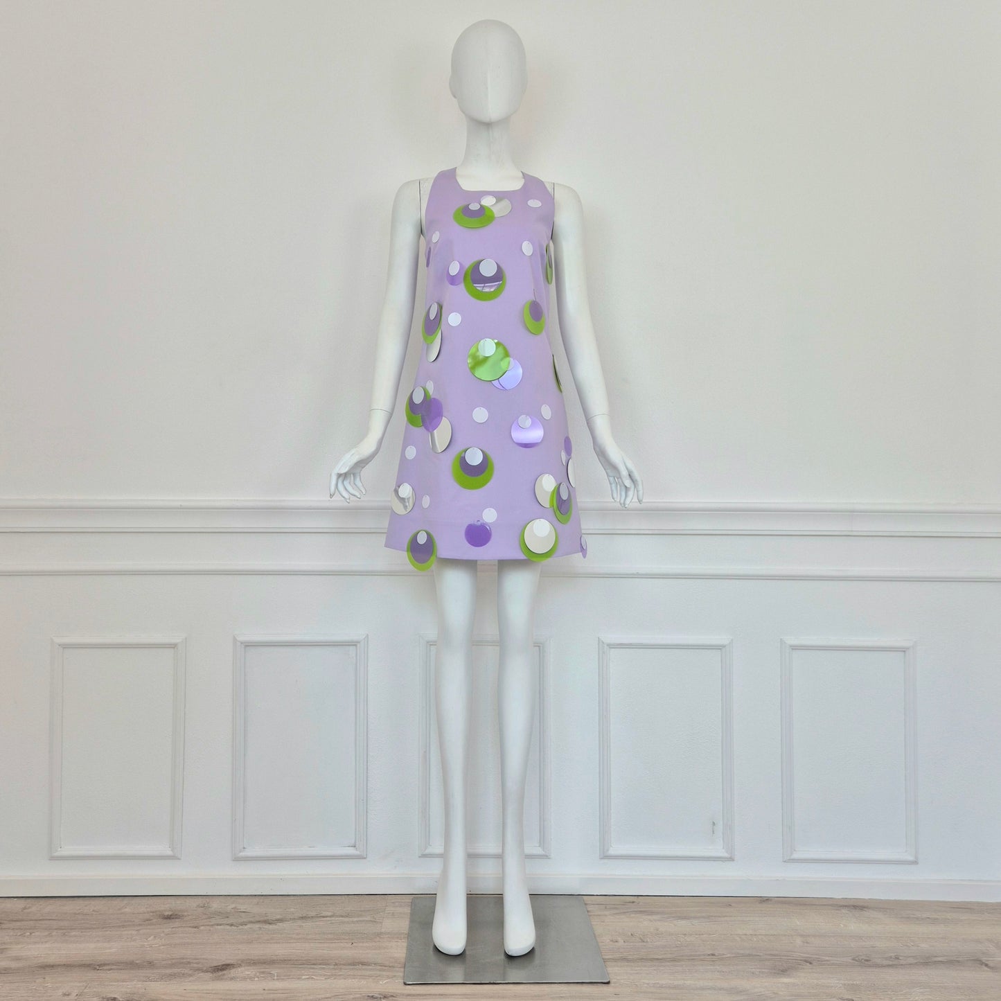 Vivetta | Abito lilla con fiocco e maxi paillettes