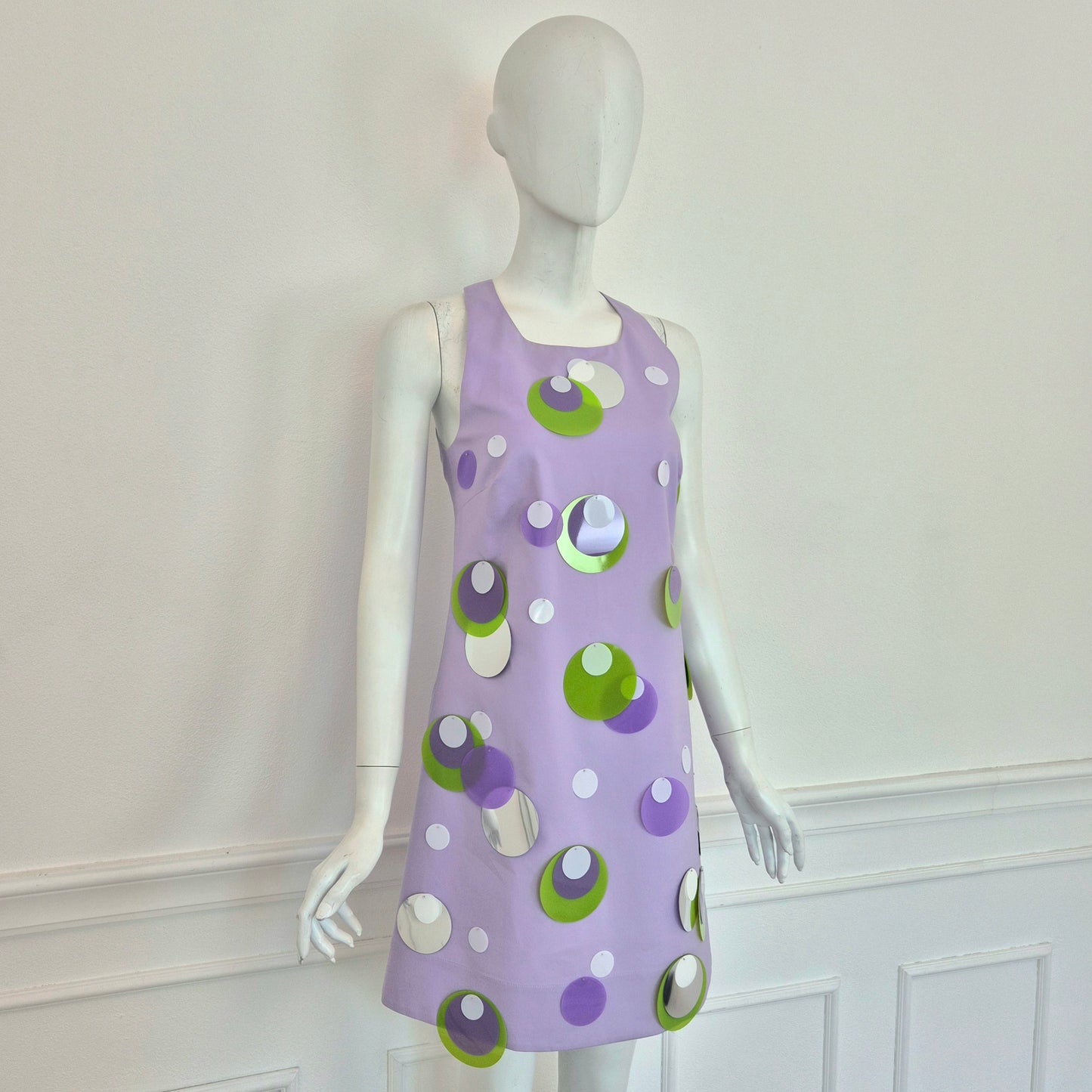 Vivetta | Abito lilla con fiocco e maxi paillettes