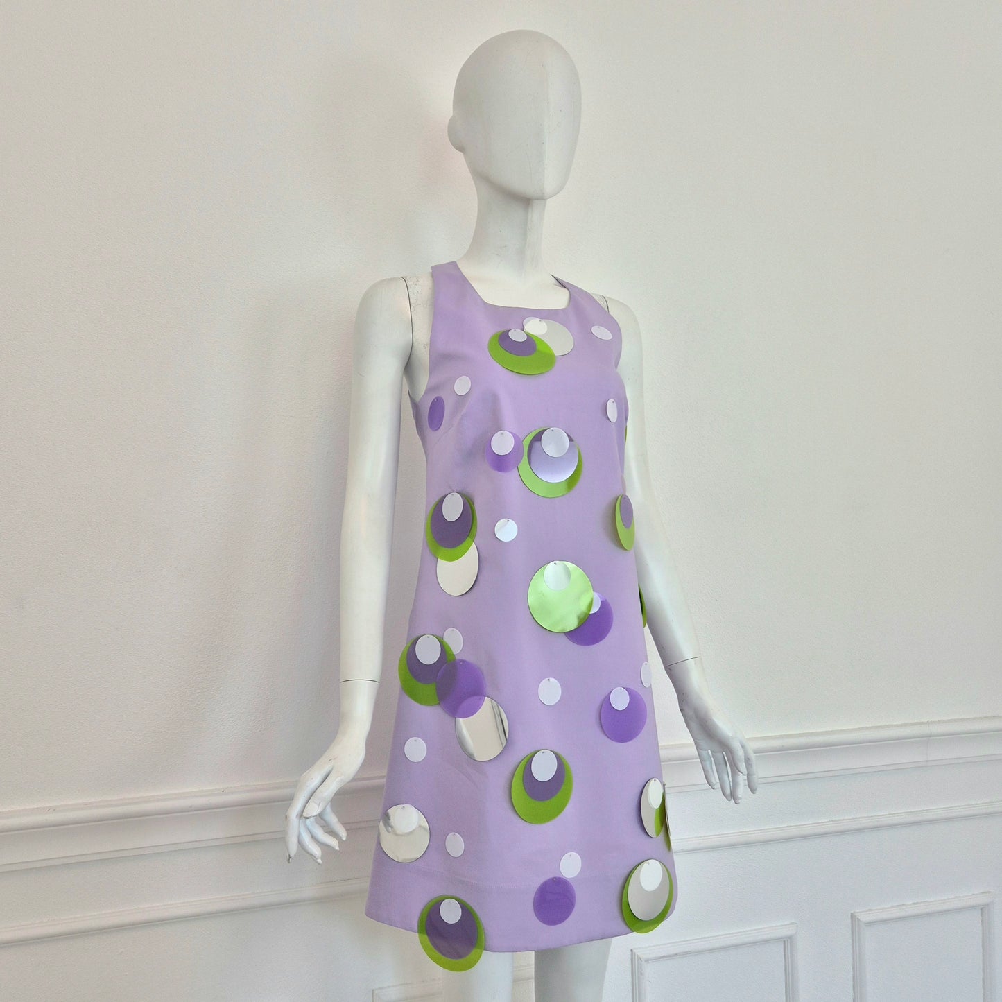 Vivetta | Abito lilla con fiocco e maxi paillettes