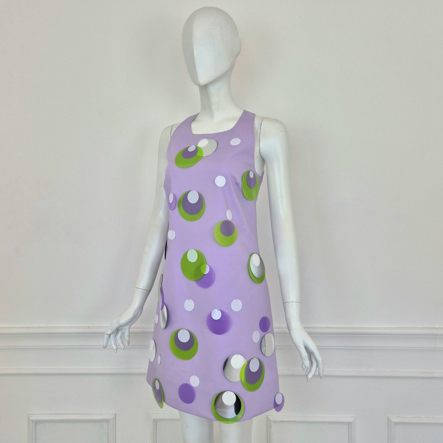 Vivetta | Abito lilla con fiocco e maxi paillettes