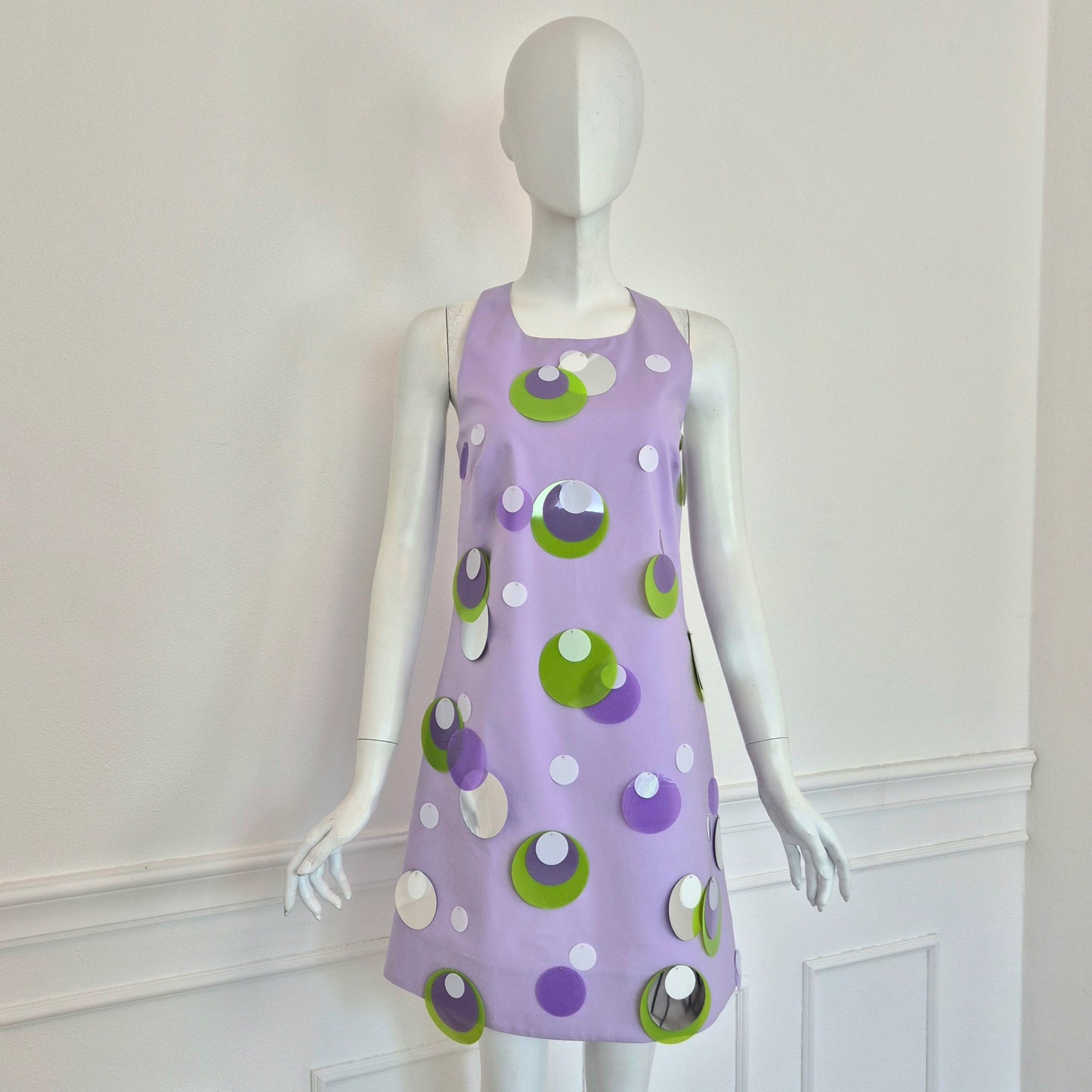 Vivetta | Abito lilla con fiocco e maxi paillettes