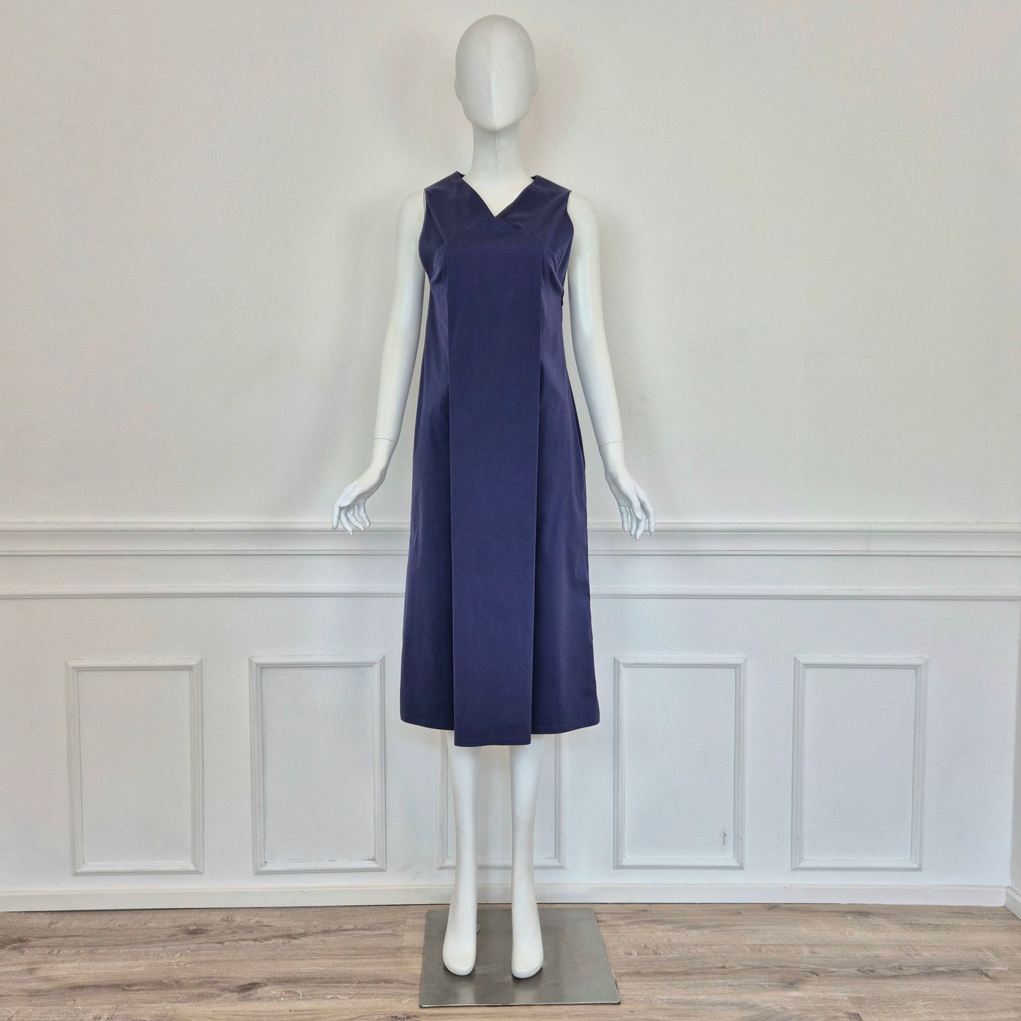 Jil Sander | Abito midi blu scollo V