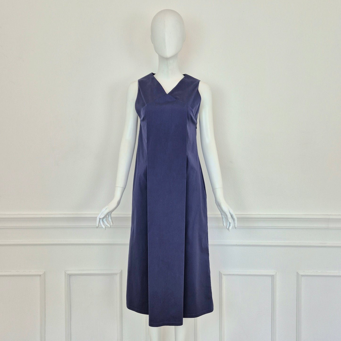 Jil Sander | Abito midi blu scollo V