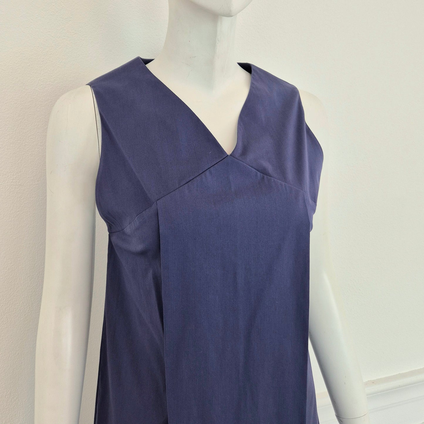 Jil Sander | Abito midi blu scollo V
