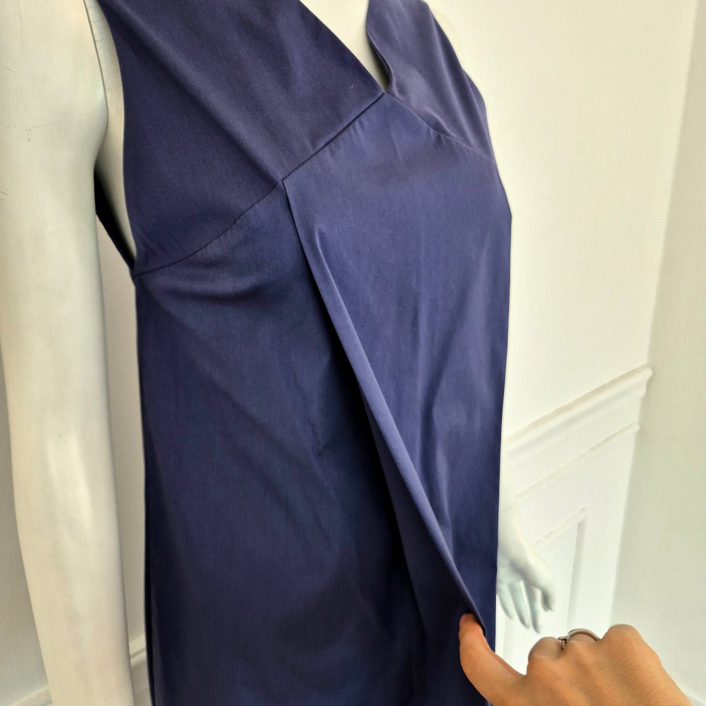 Jil Sander | Abito midi blu scollo V