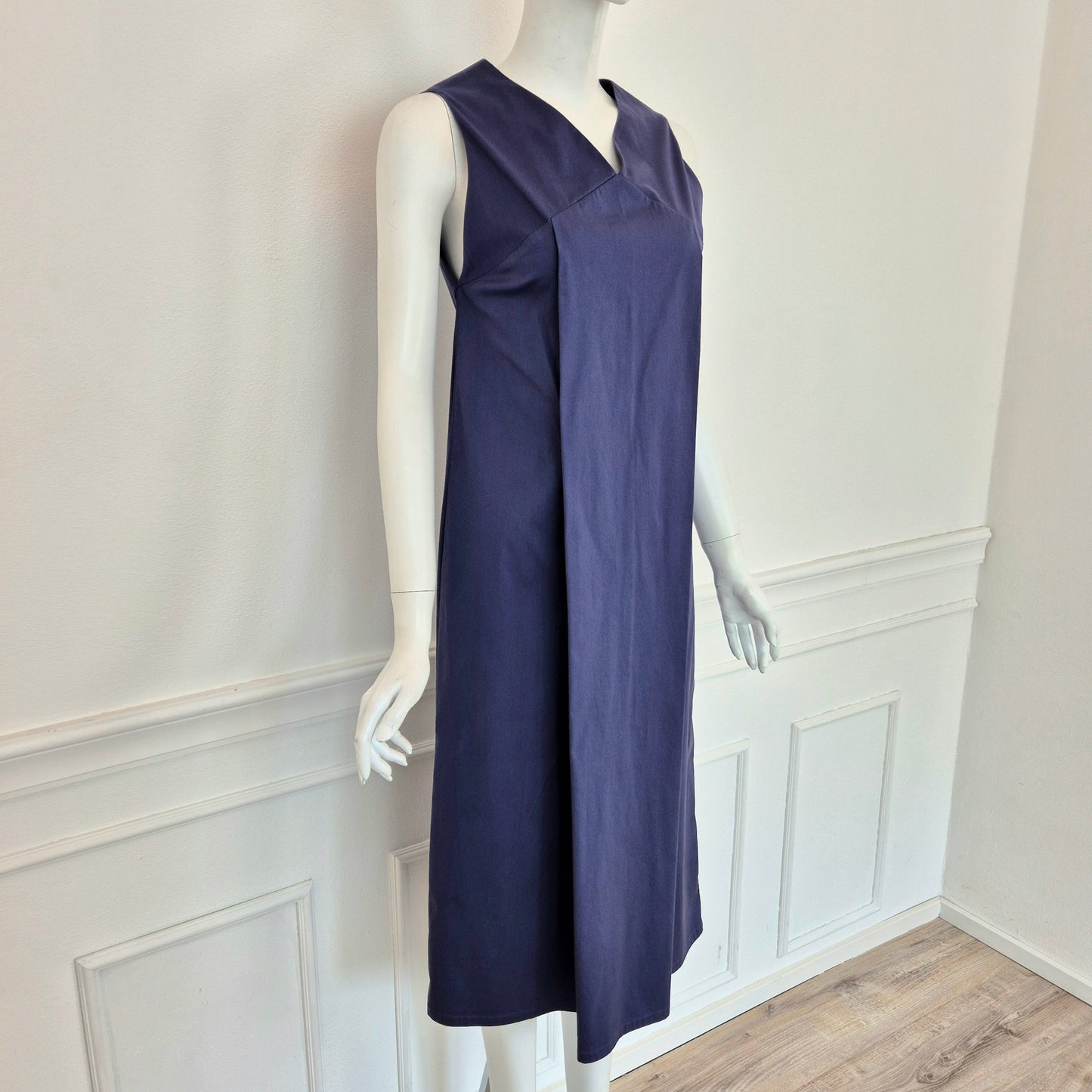 Jil Sander | Abito midi blu scollo V