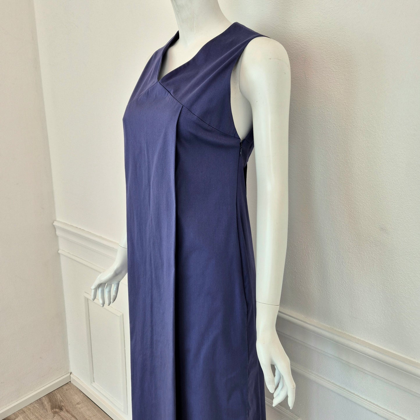 Jil Sander | Abito midi blu scollo V
