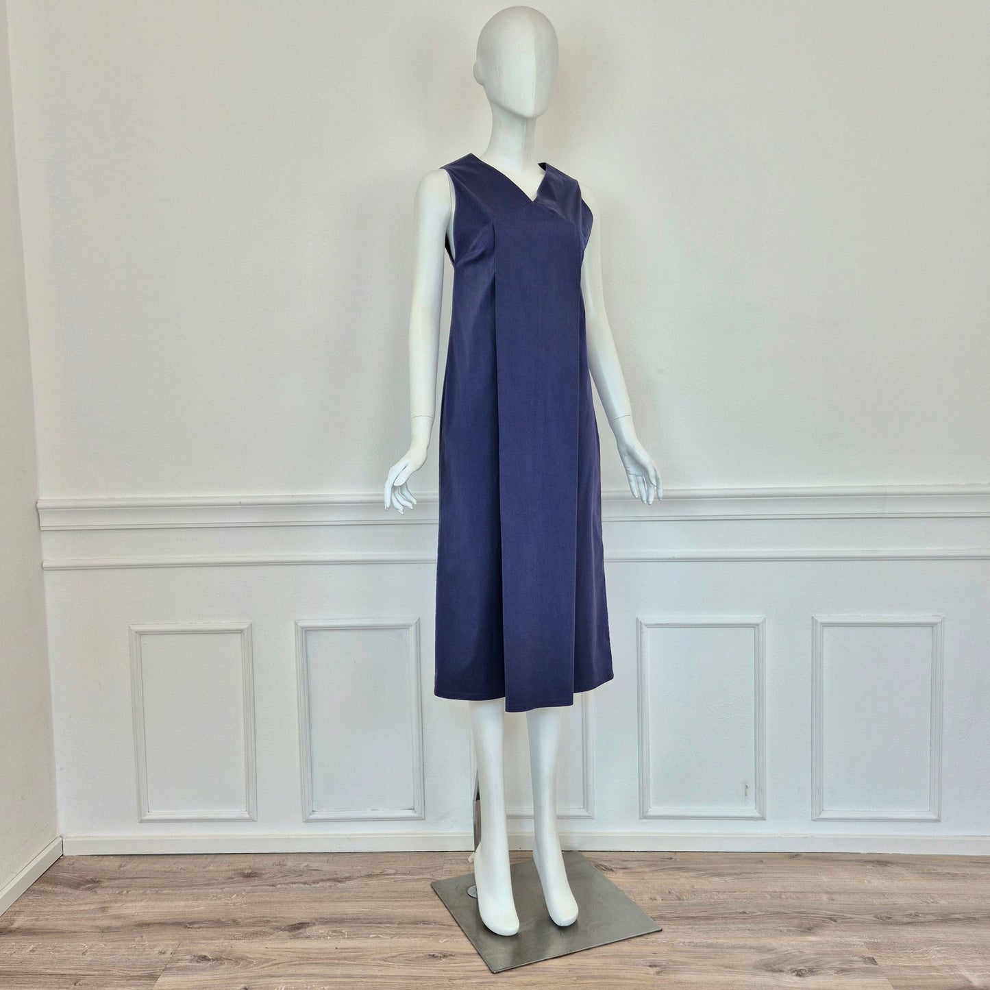 Jil Sander | Abito midi blu scollo V