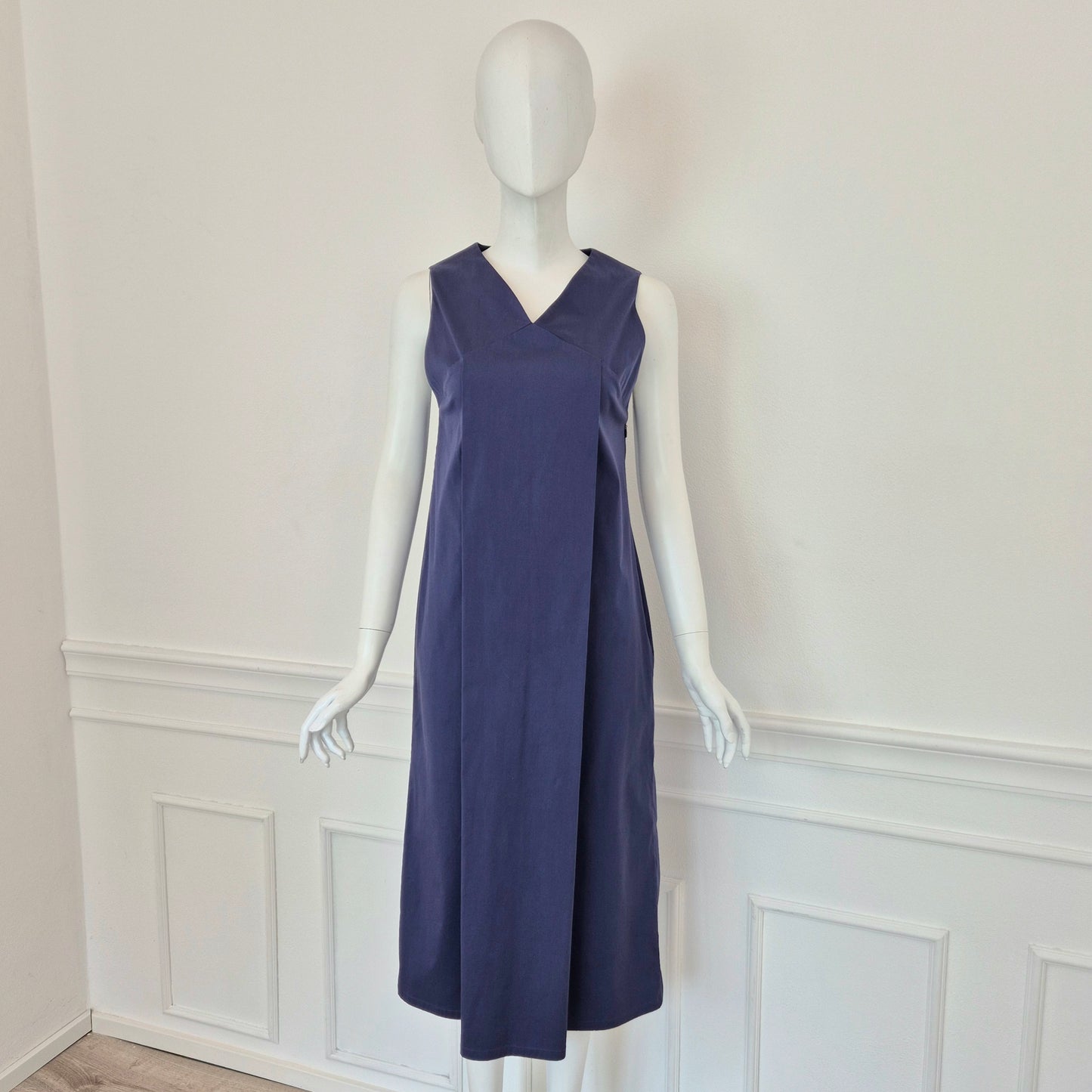 Jil Sander | Abito midi blu scollo V