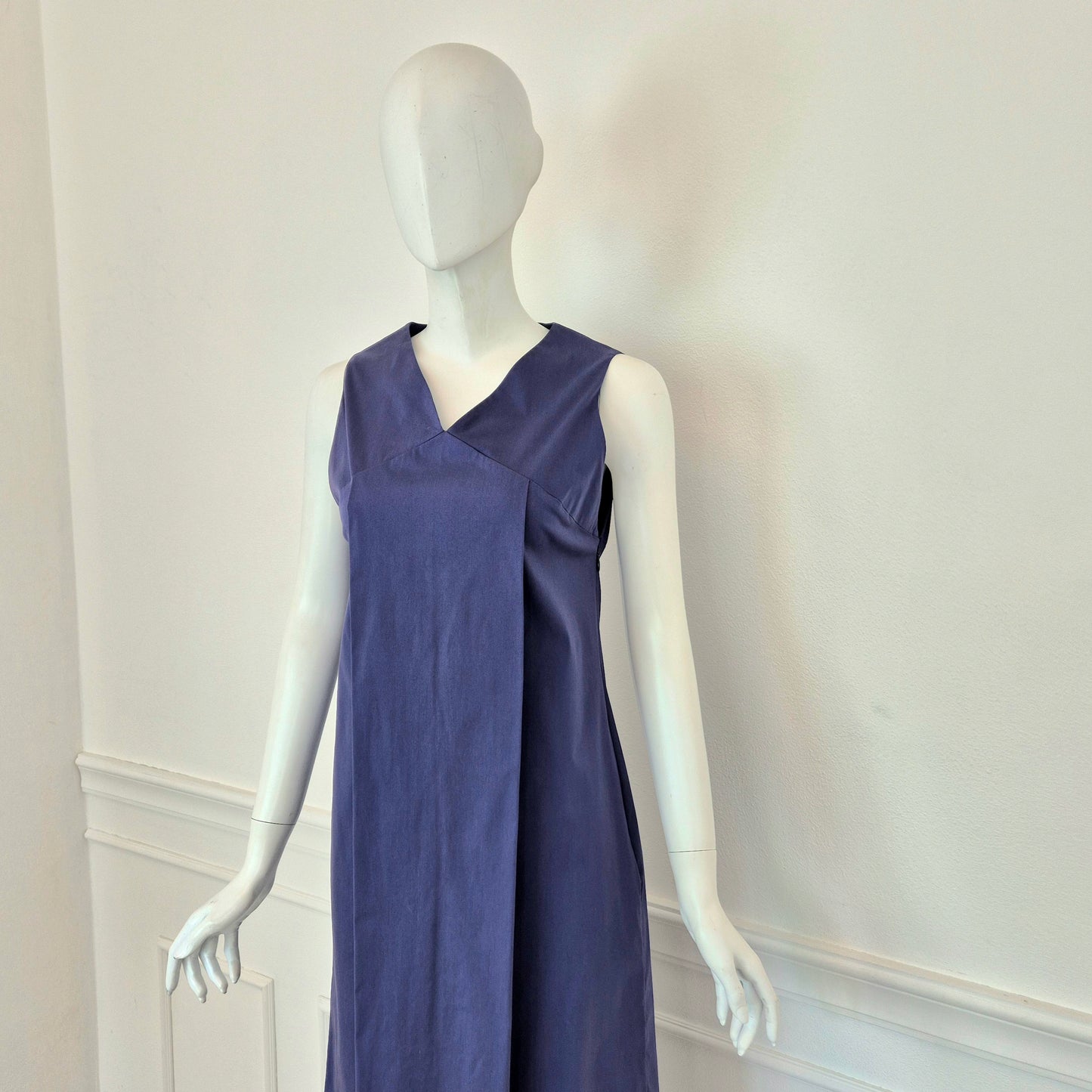 Jil Sander | Abito midi blu scollo V