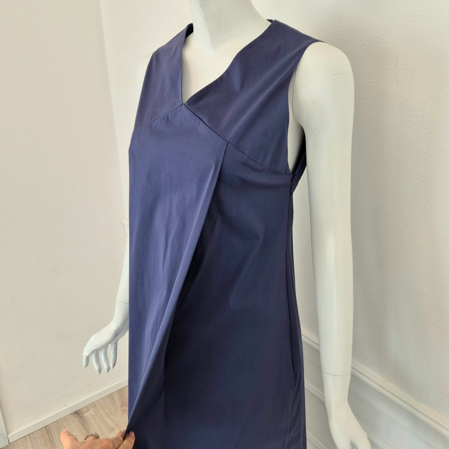 Jil Sander | Abito midi blu scollo V