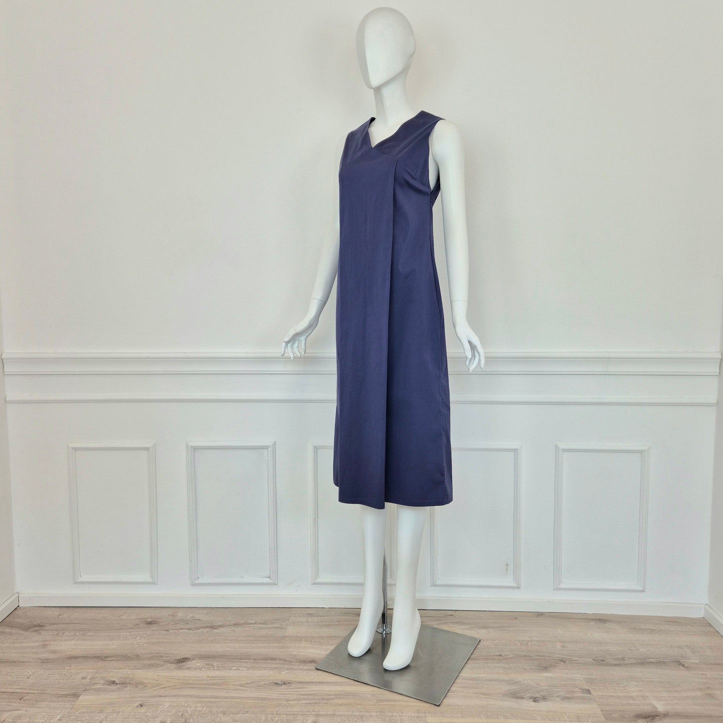 Jil Sander | Abito midi blu scollo V