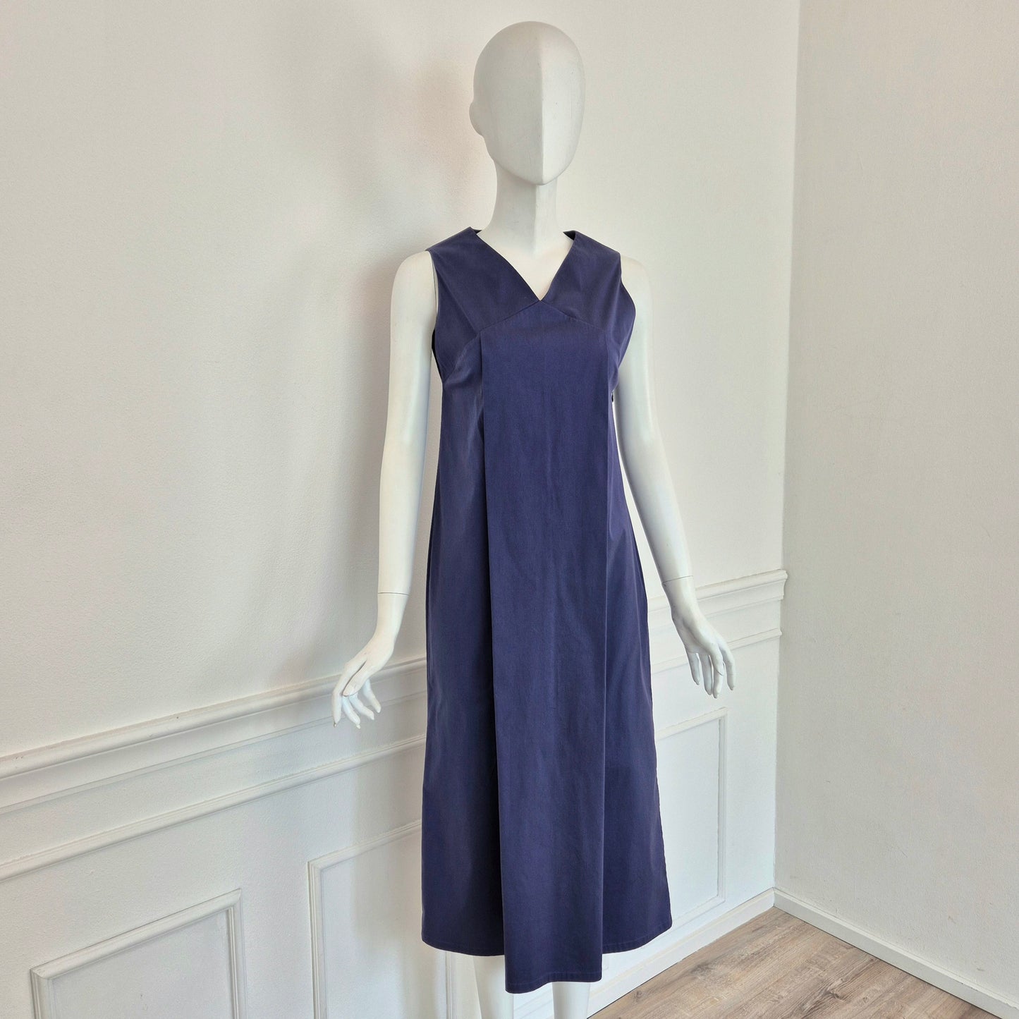 Jil Sander | Abito midi blu scollo V