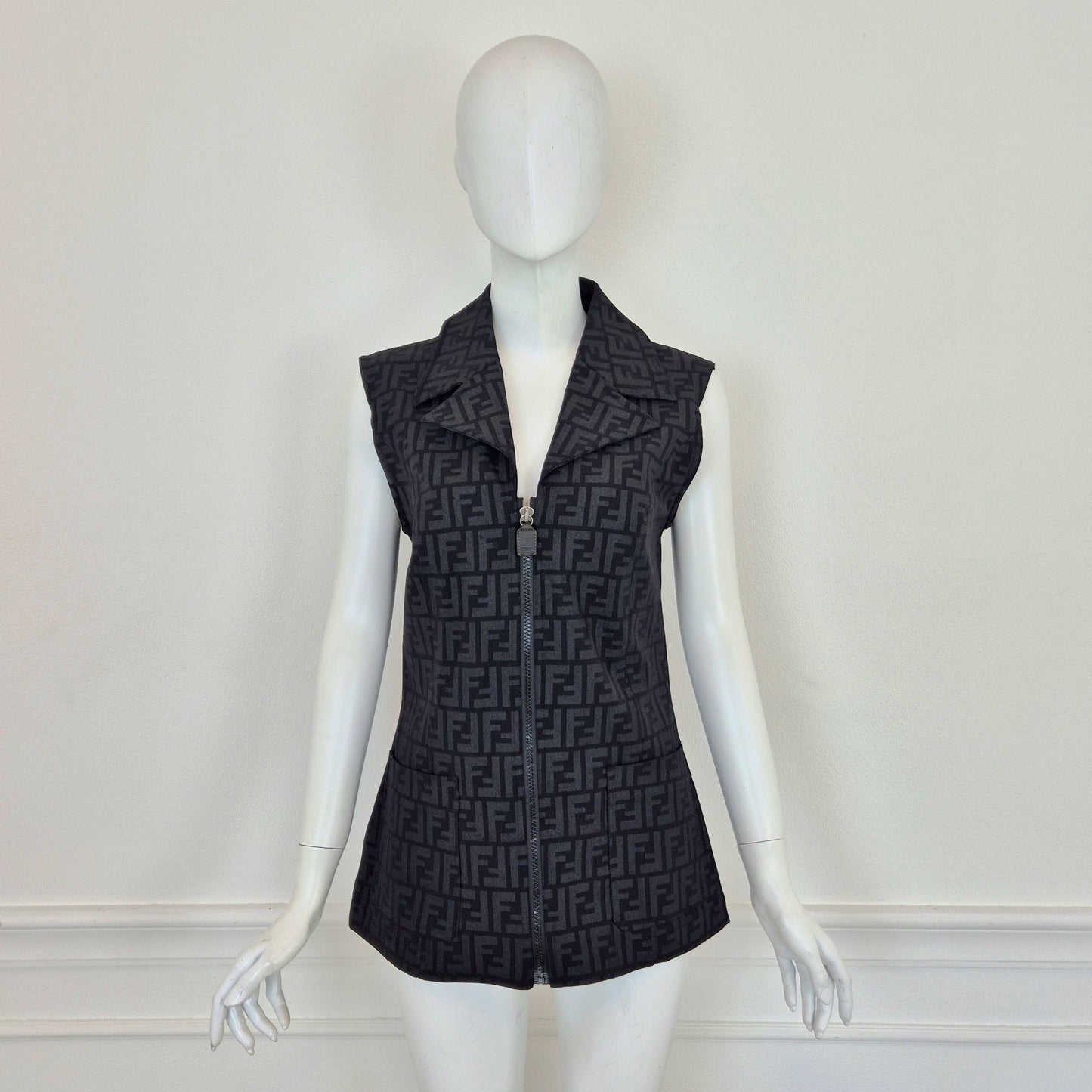 Fendi | Gilet vintage FF zucca con cerniera