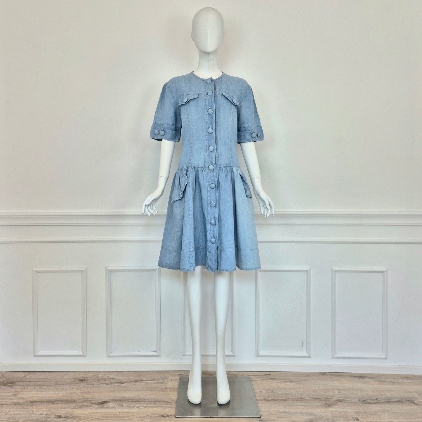 Moschino | Abito in denim e lino con maxi bottoni