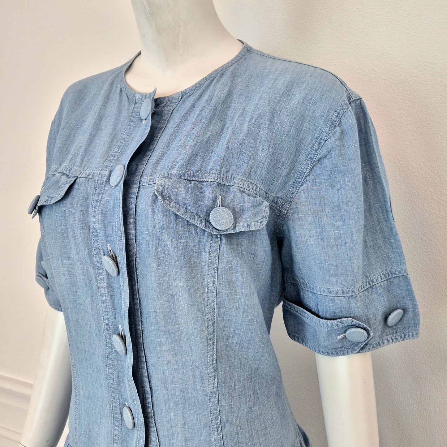 Moschino | Abito in denim e lino con maxi bottoni