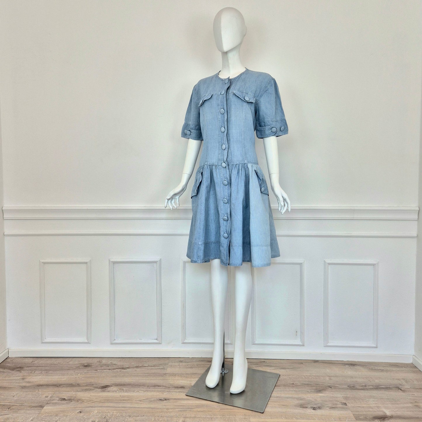 Moschino | Abito in denim e lino con maxi bottoni