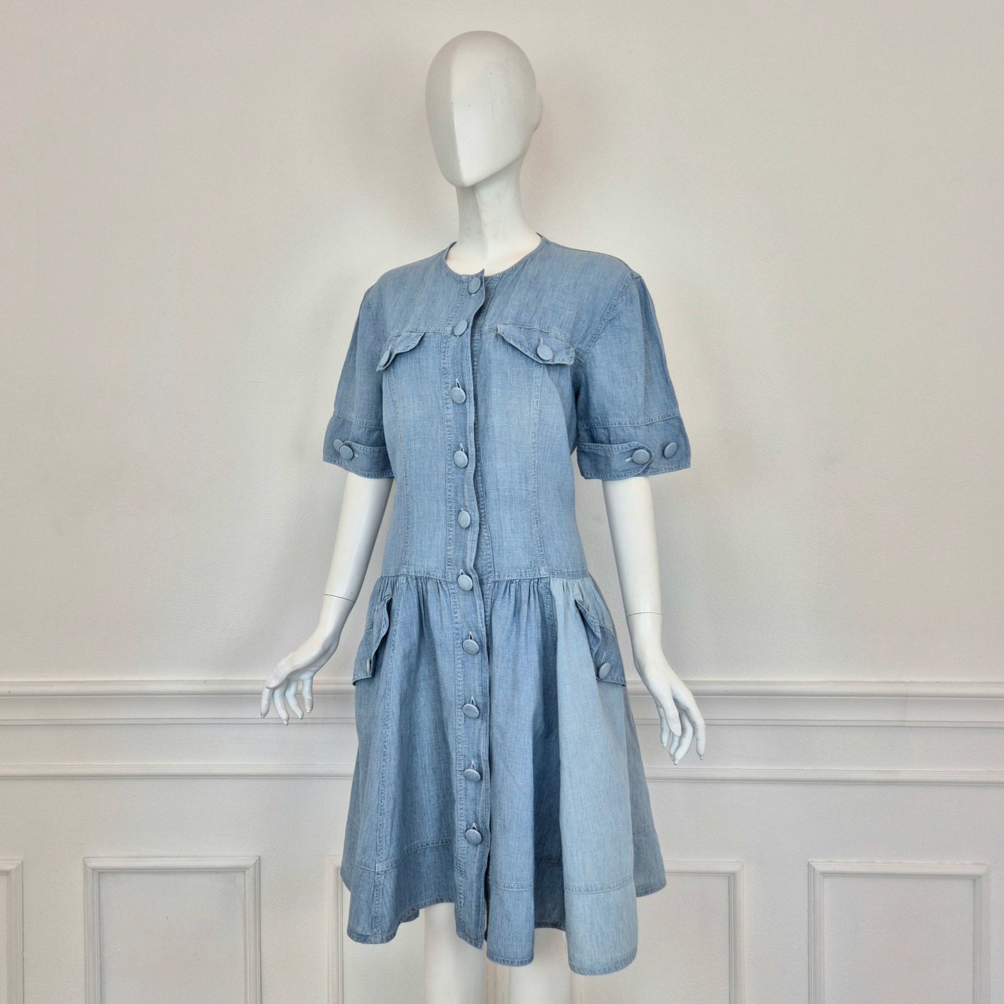 Moschino | Abito in denim e lino con maxi bottoni