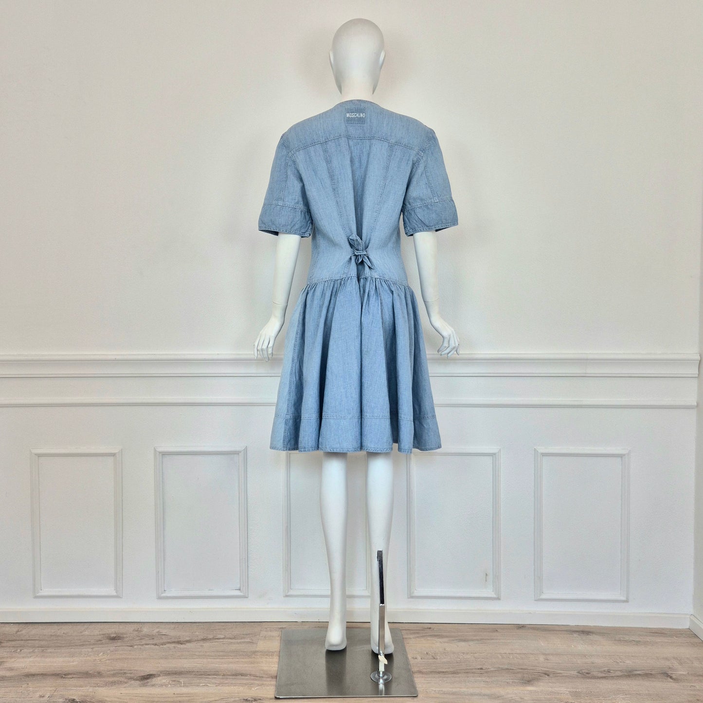 Moschino | Abito in denim e lino con maxi bottoni