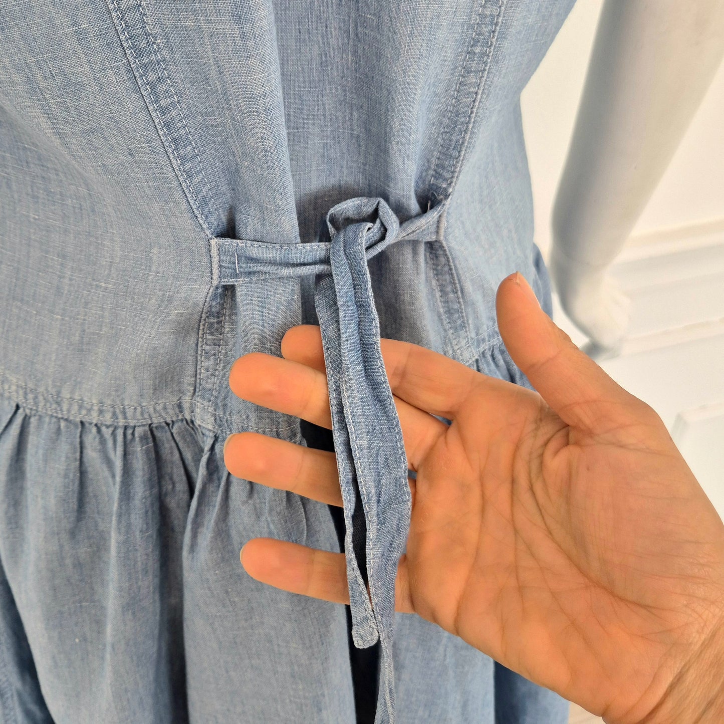Moschino | Abito in denim e lino con maxi bottoni