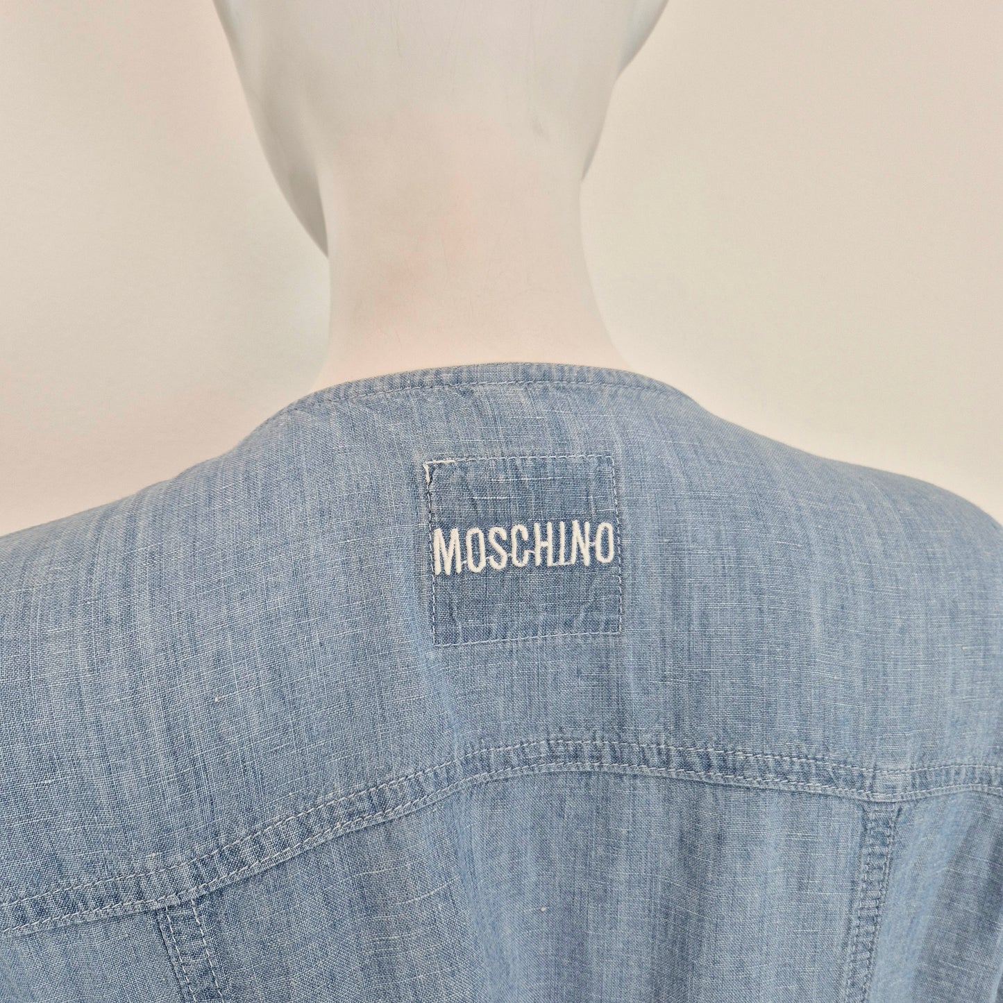 Moschino | Abito in denim e lino con maxi bottoni