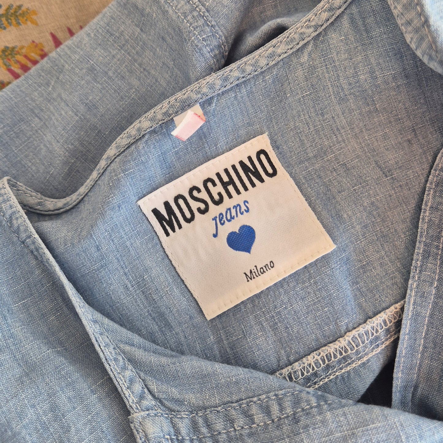Moschino | Abito in denim e lino con maxi bottoni