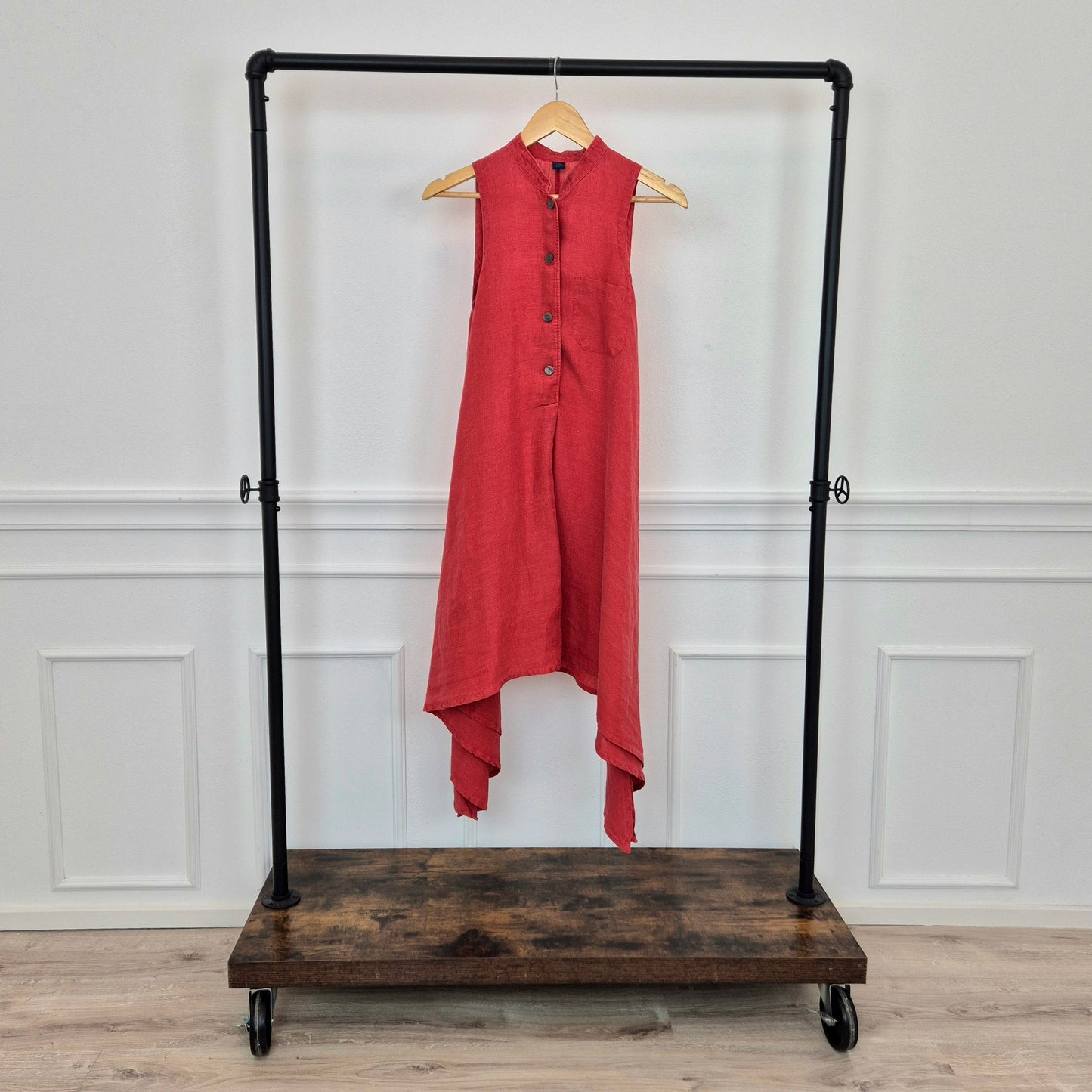 Romeo Gigli | Abito rosso asimmetrico misto lino