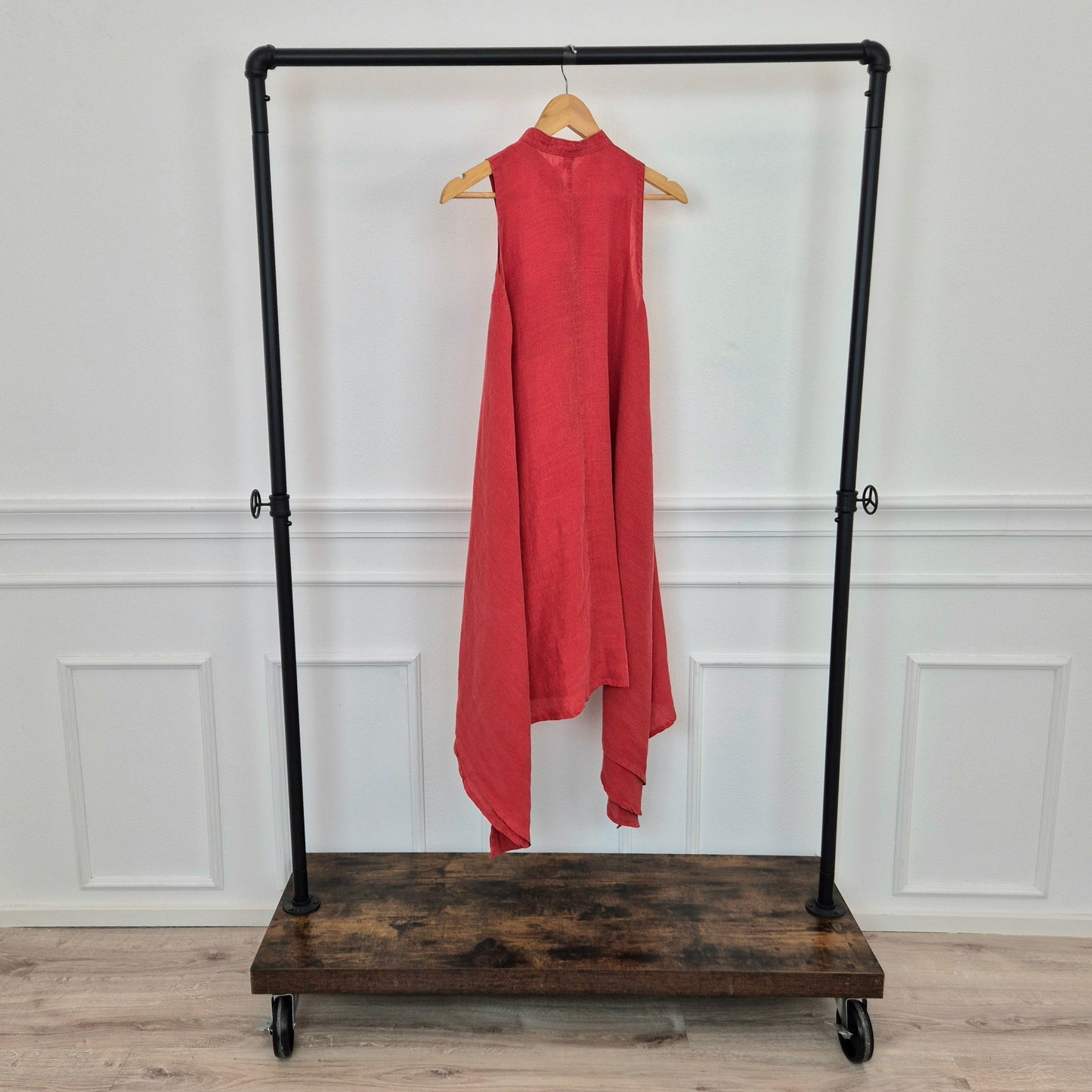 Romeo Gigli | Abito rosso asimmetrico misto lino