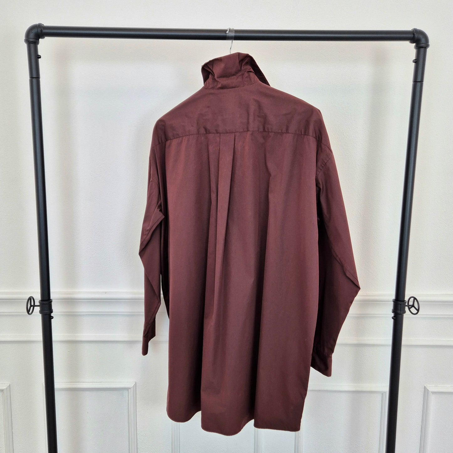 Romeo Gigli | Camicia melanzana con colletto a pieghe 1989