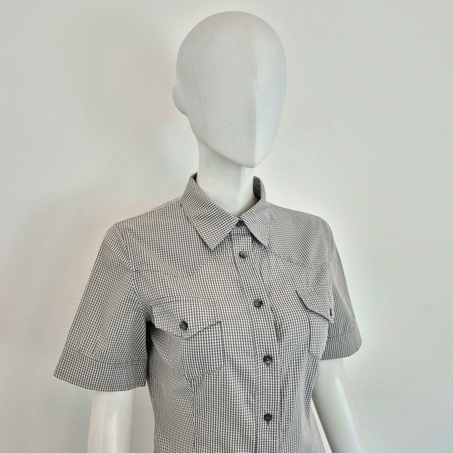 Miu Miu | Abito cotone vichy bianco-grigio