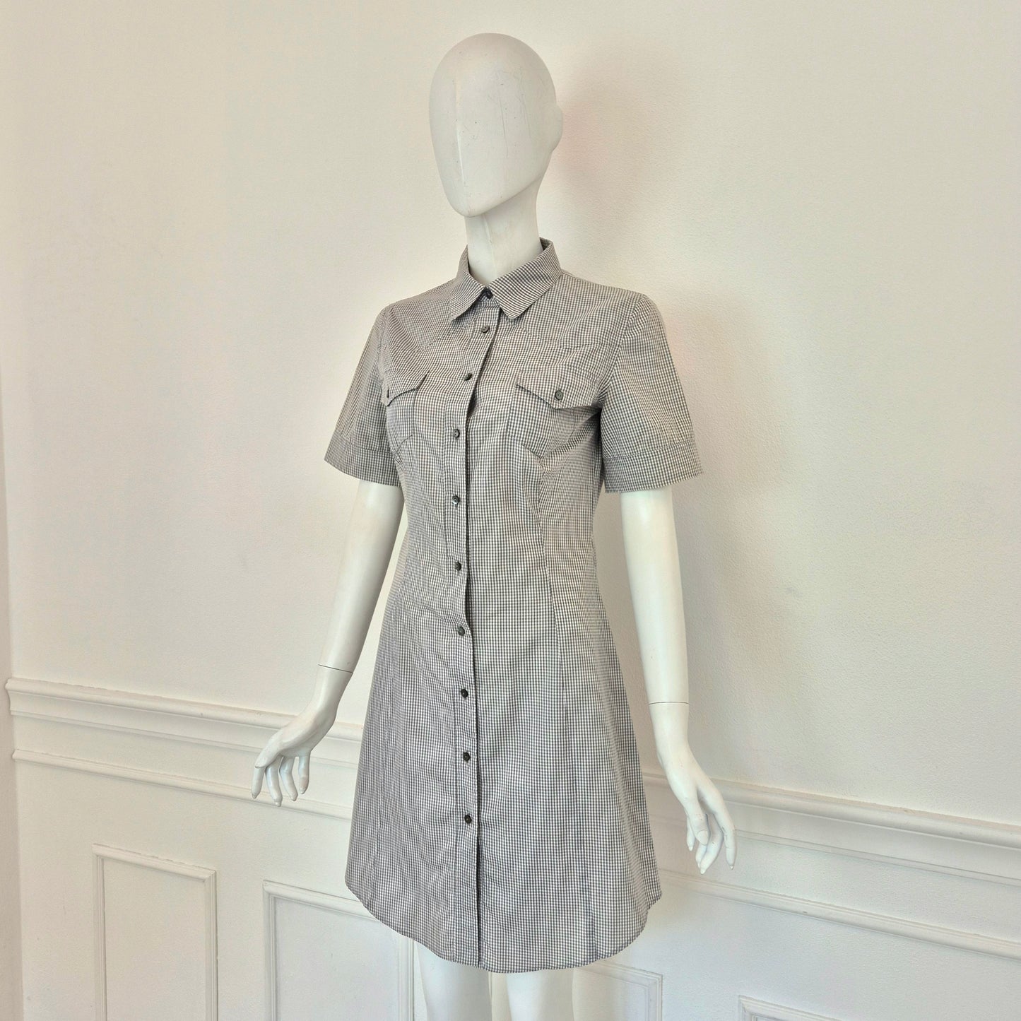 Miu Miu | Abito cotone vichy bianco-grigio