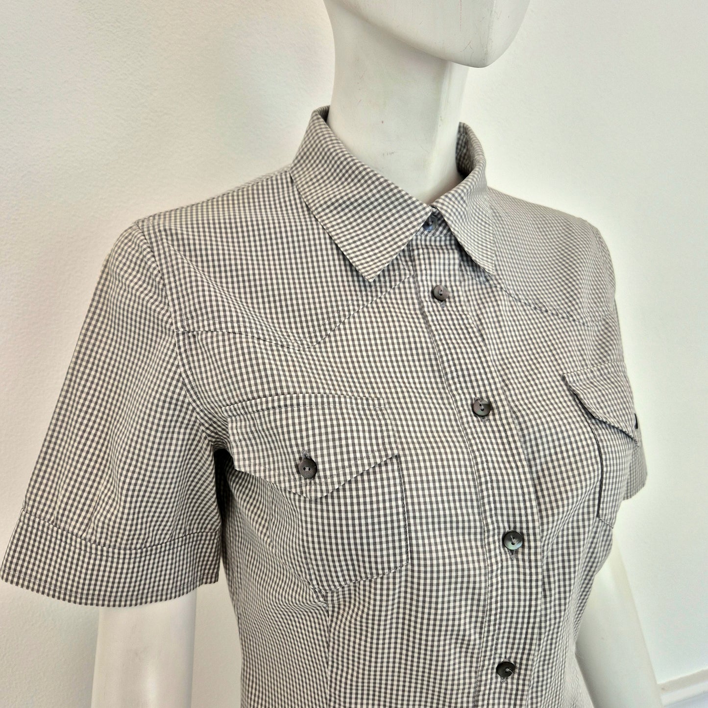 Miu Miu | Abito cotone vichy bianco-grigio