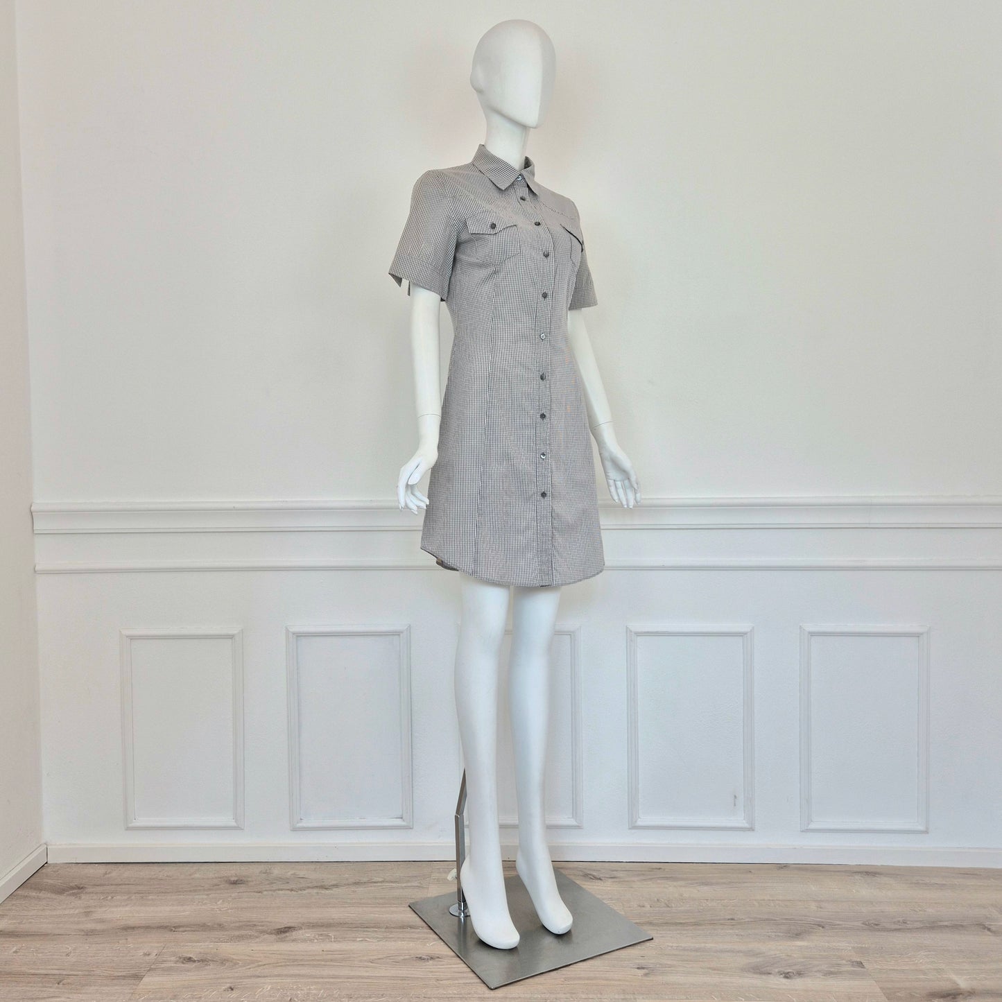 Miu Miu | Abito cotone vichy bianco-grigio