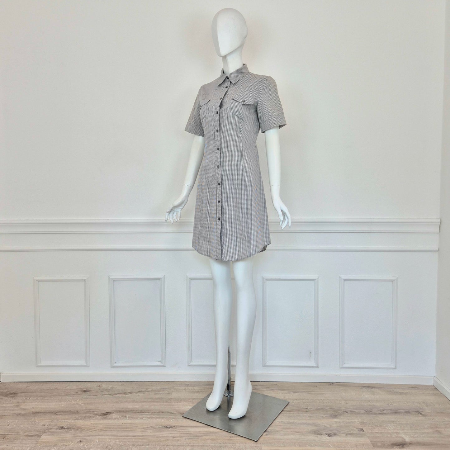 Miu Miu | Abito cotone vichy bianco-grigio