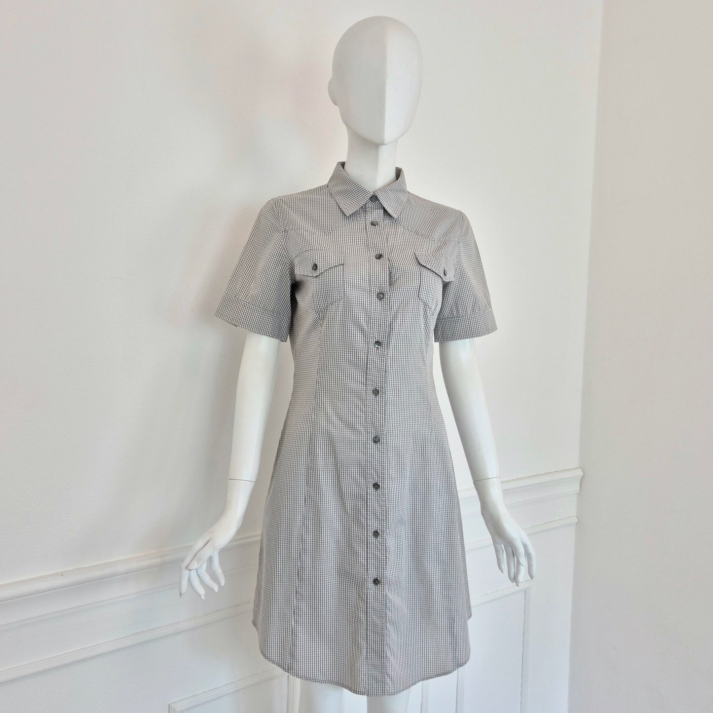 Miu Miu | Abito cotone vichy bianco-grigio
