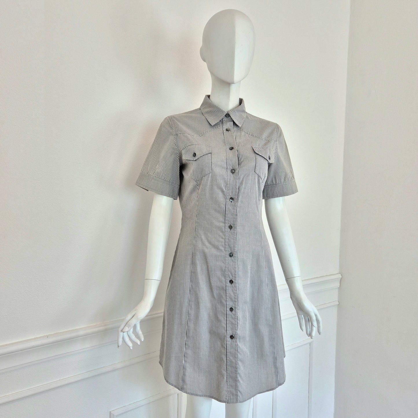 Miu Miu | Abito cotone vichy bianco-grigio