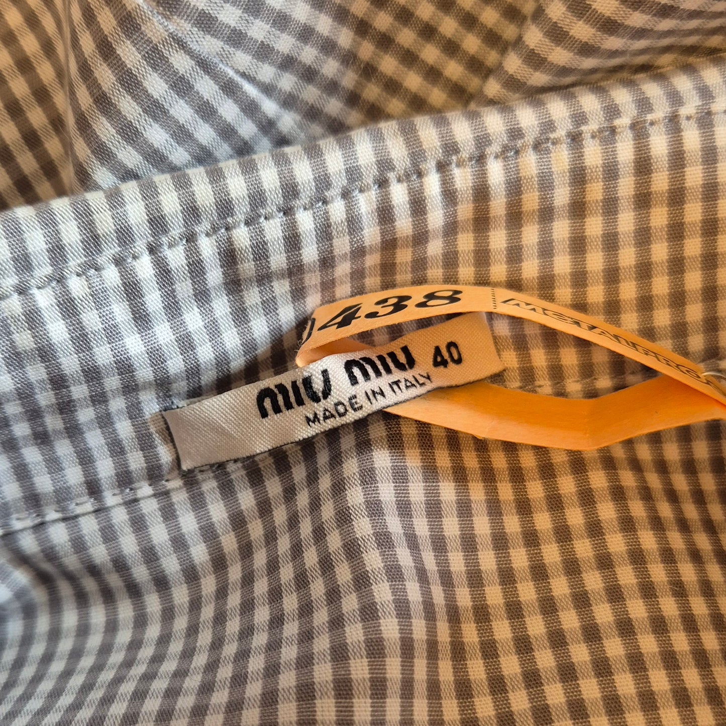 Miu Miu | Abito cotone vichy bianco-grigio