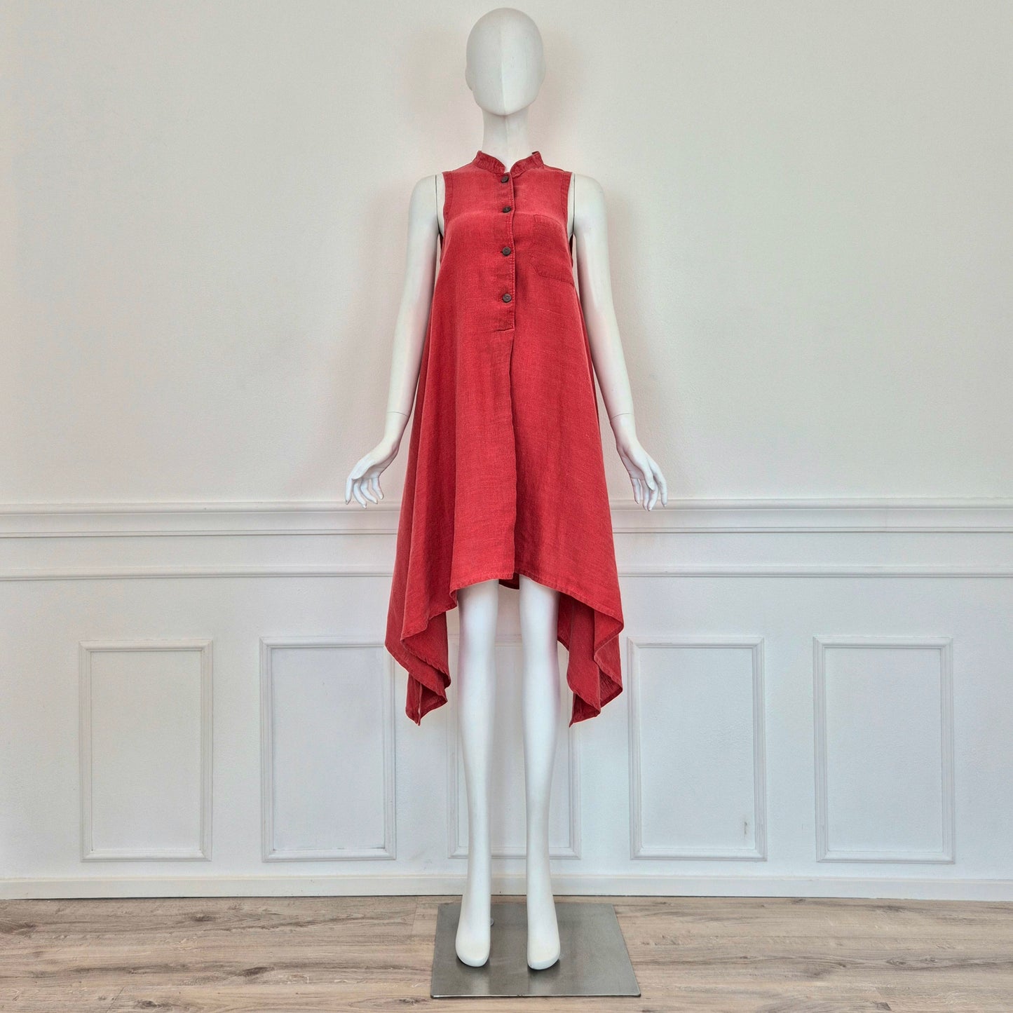 Romeo Gigli | Abito rosso asimmetrico misto lino