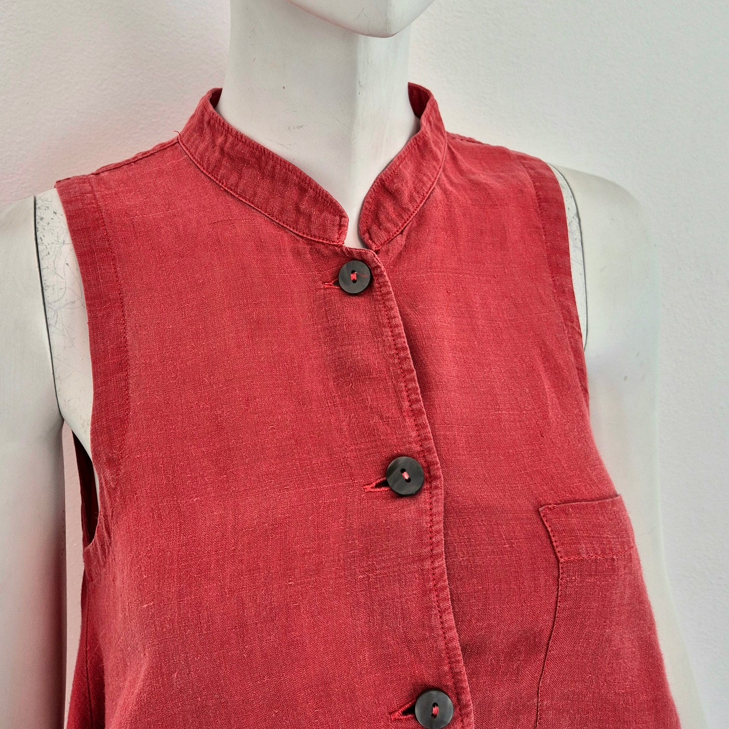 Romeo Gigli | Abito rosso asimmetrico misto lino